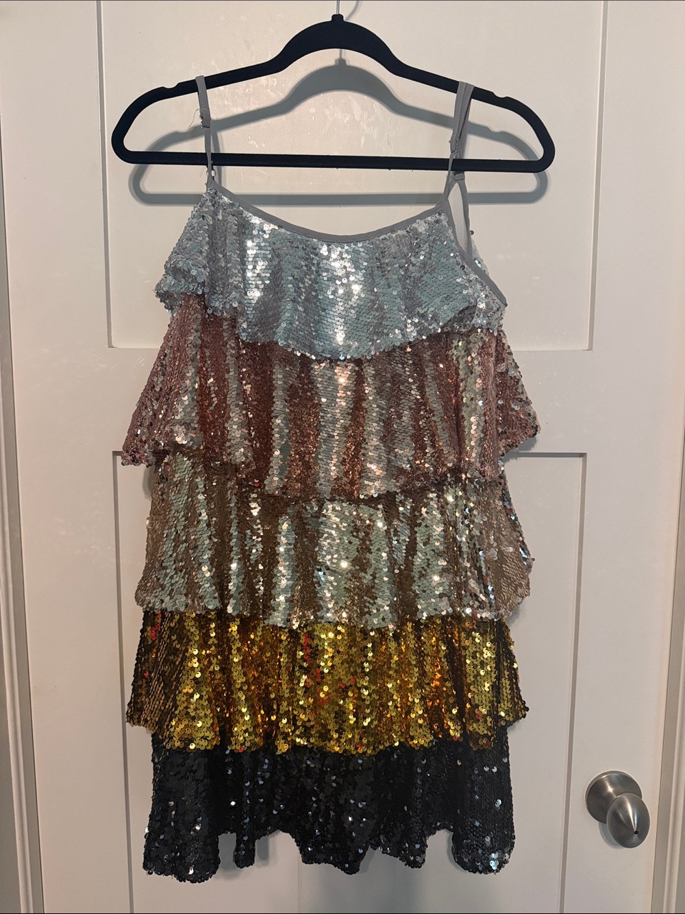 Buddy Love Multi-Color Tiered Sequin Mini Dress - Silver, Rose, Gold, Black